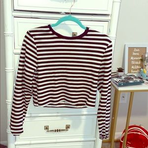 Black and white striped crop top